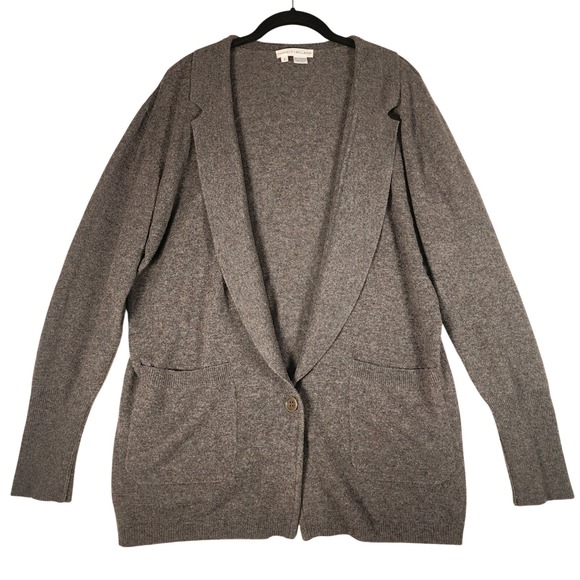 Nancy Heller 100% Cashmere Gray Cardigan Sweater Blazer Coat Jacket S - Picture 1 of 12